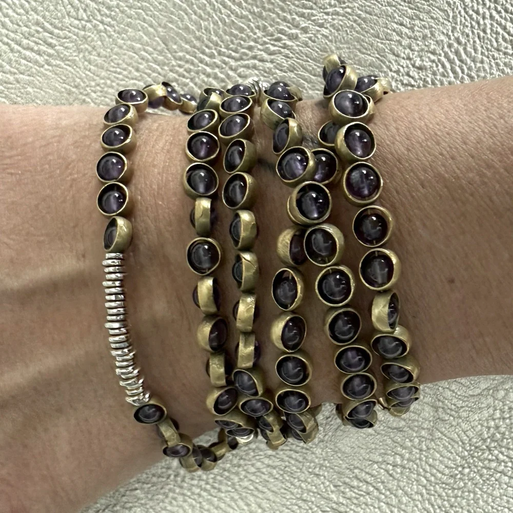Sway Into It - Gemstone Necklace with Antique Gold Rings in Amethyst - Picture 3 of 8